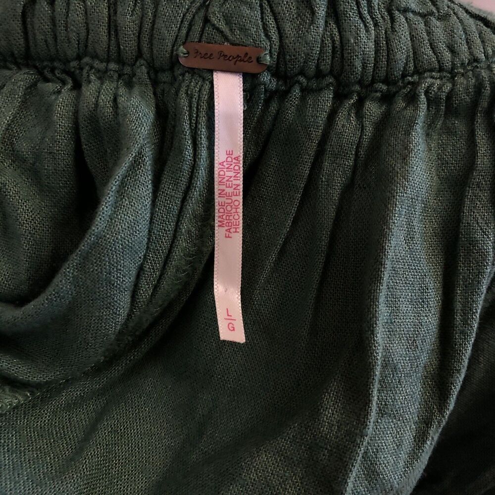 Free People Quinn Pants Pull On Harem Wide Leg Green Large L - Picture 10 of 10